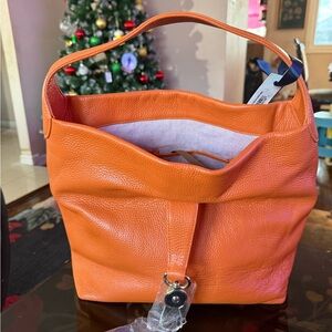 Dooney & Bourke Orange Leather Shoulder Bag